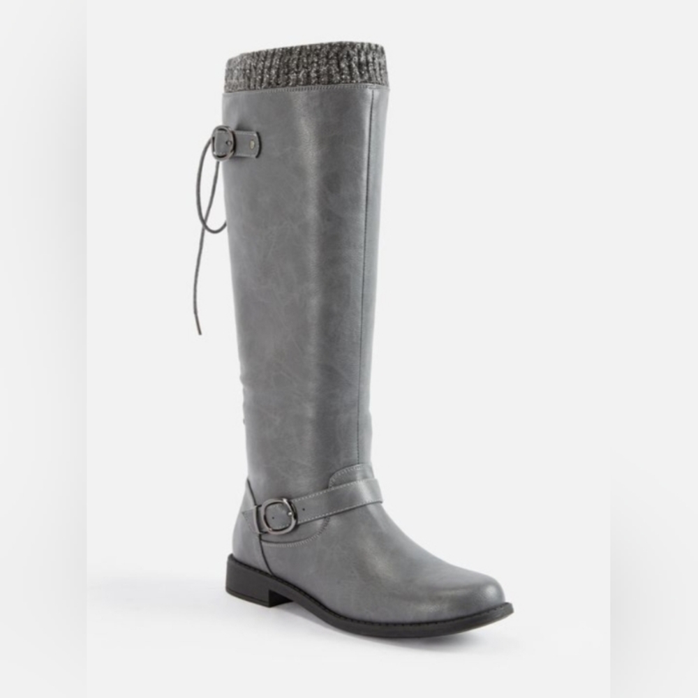 Aurelia Lace-Up Sweater-Cuff Boot MSRP $66.95